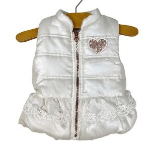 Little Lass Puffer Vest Lace Trim Size 6/9 Months